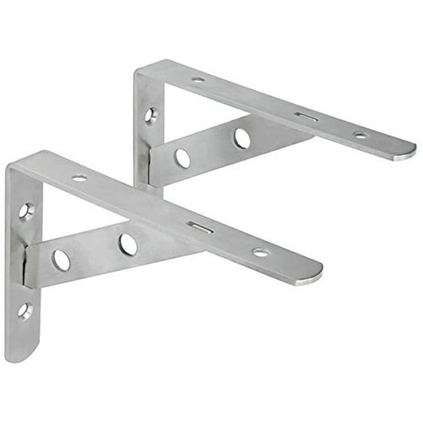 Alise 10-Inch Stainless Steel Folding Shelf Bracket Heavy Duty Brackets Support Wall Hanging,White Finish 2 Pcs Alise 10-Inch Stainless Steel Folding Shelf Bracket Heavy Duty Brackets Support Wall Hanging,White Finish 2 Pcs
